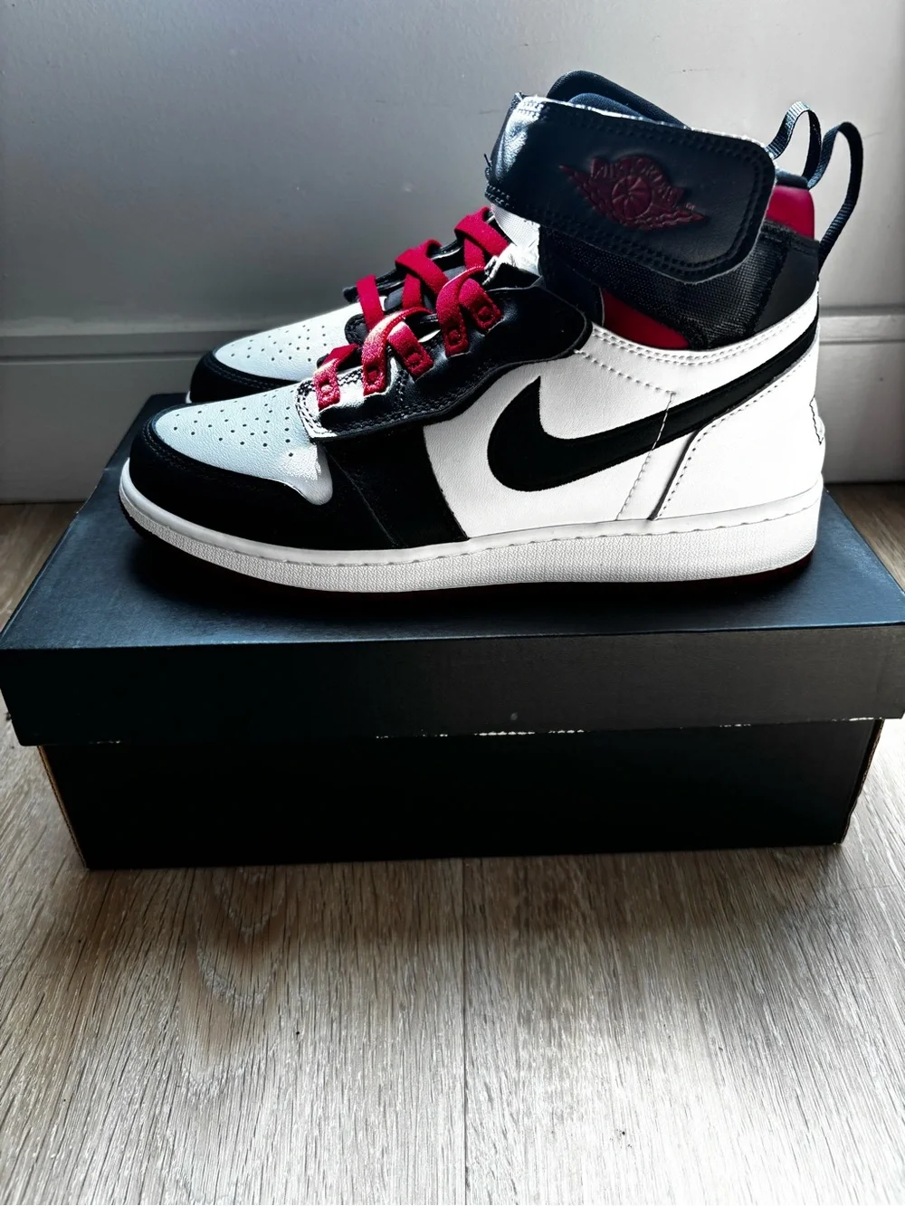 Nike Kids High-Top Sneakers in Black, White & Red